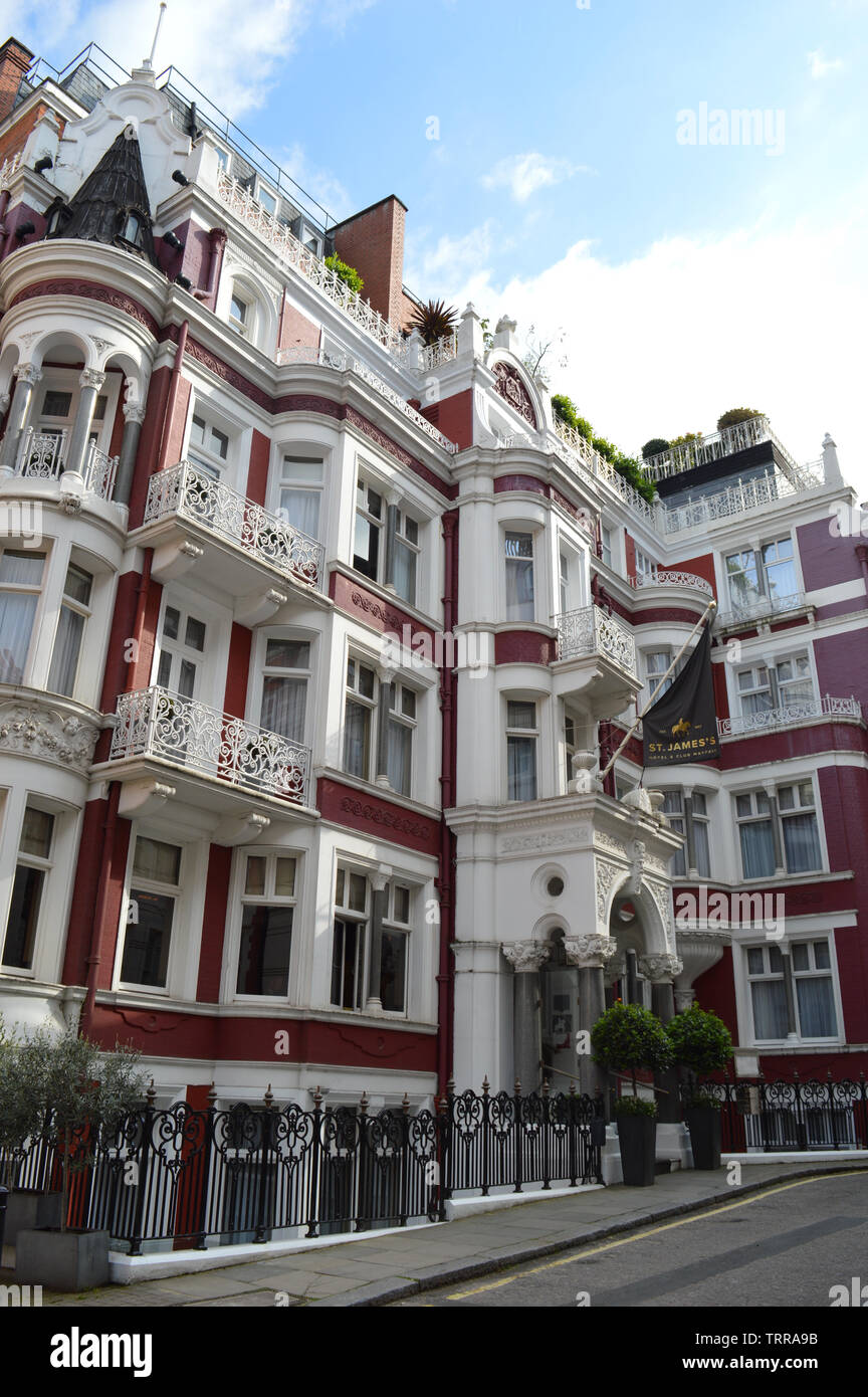 London, UK. 11 June, 2019. St. James's Hotel and Club, a luxury 5-star boutique hotel in Mayfair. Stock Photo