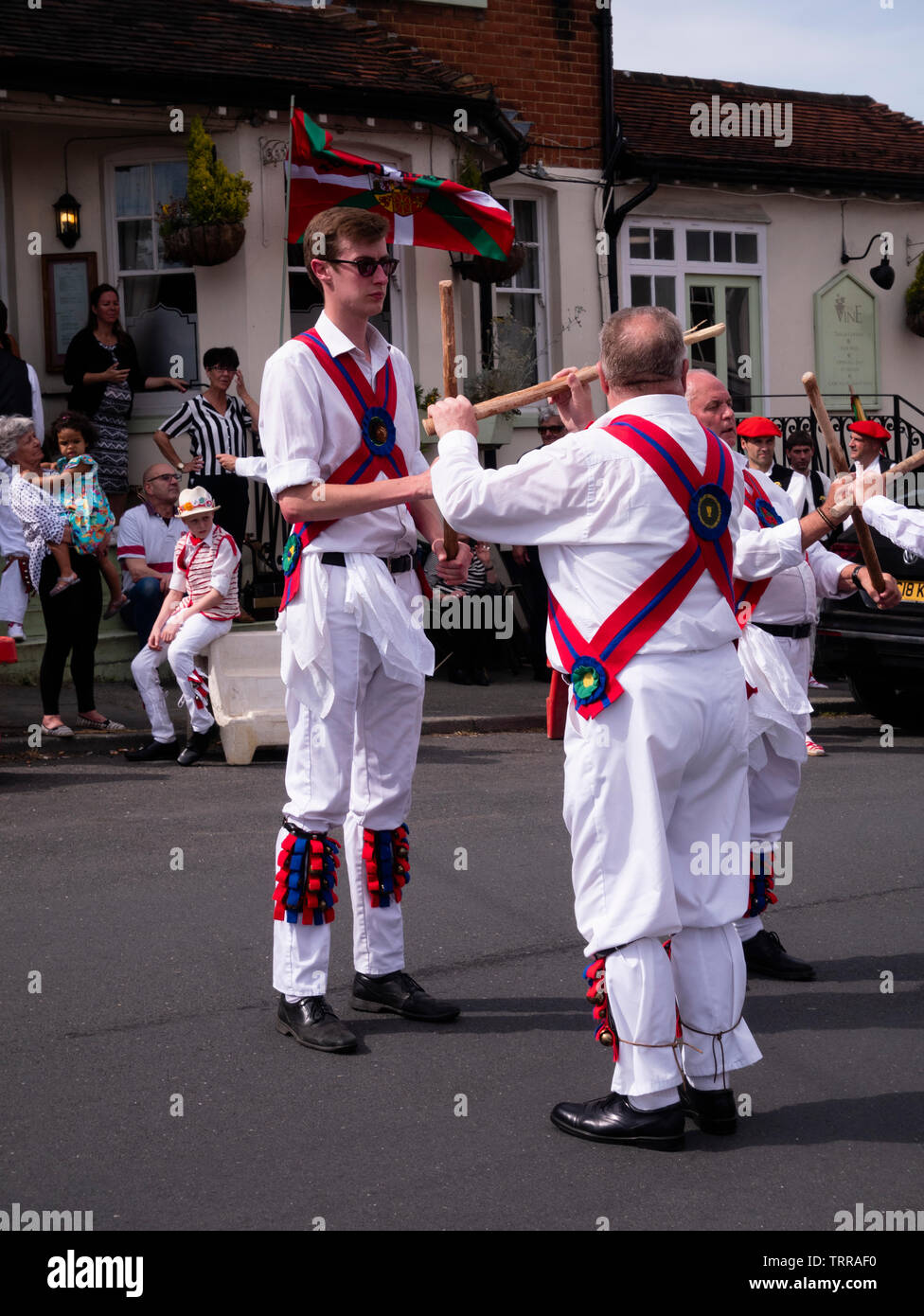 Morris Men dancing outside the Vine Inn in Great Bardfield Braintre ...