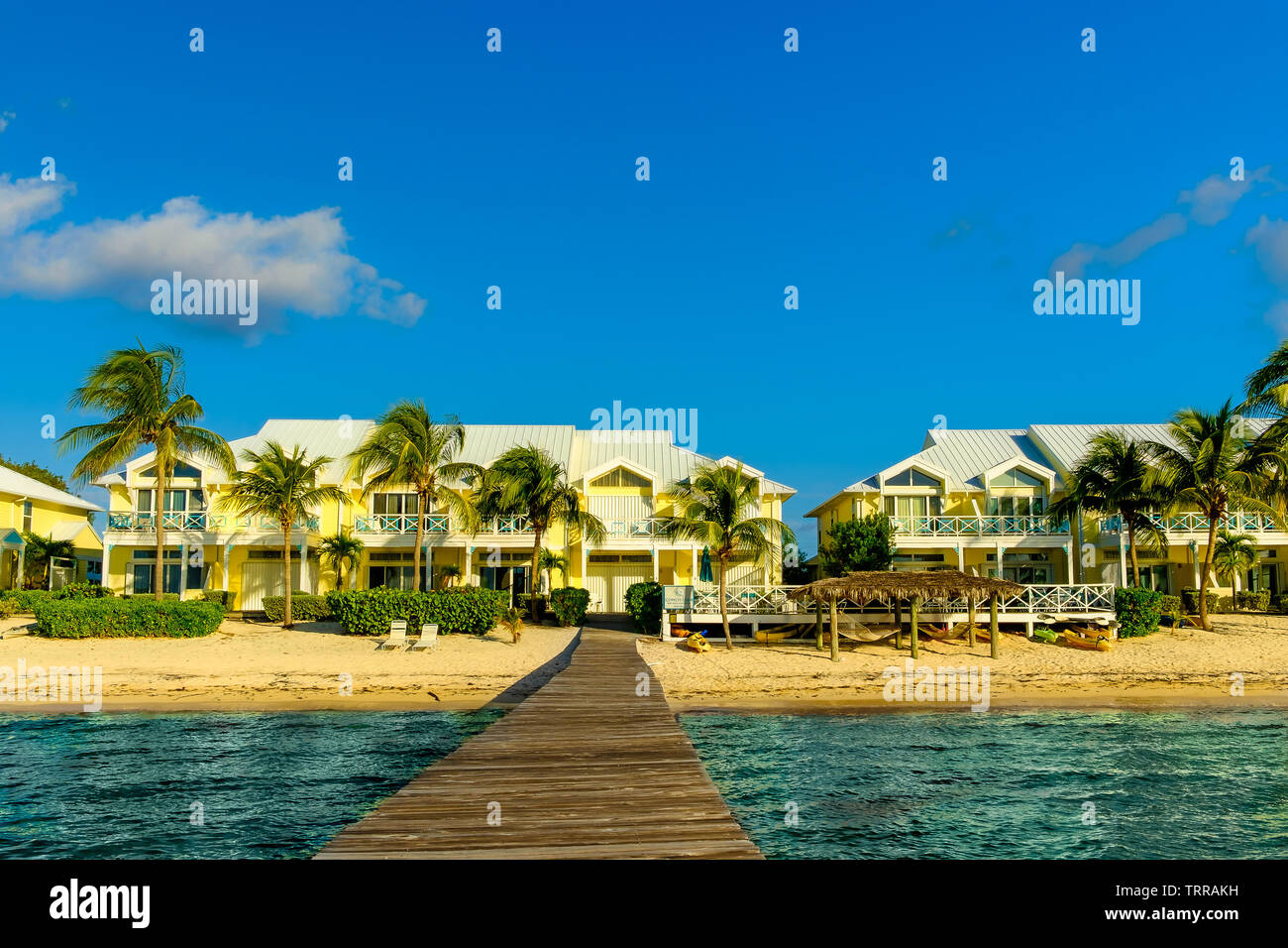 Little Cayman, Cayman Islands, Nov 2018, jetty at the Conch Club by the Caribbean Sea Stock Photo