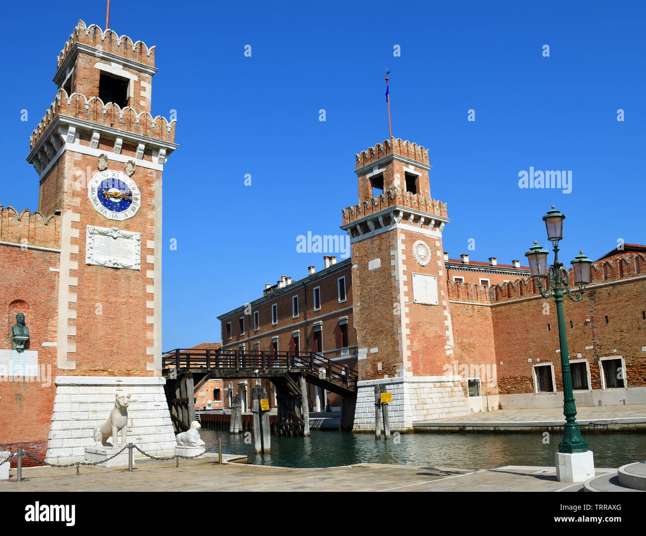 Entrance to the Arsenale, guarded by 16th Century towers Stock Photo