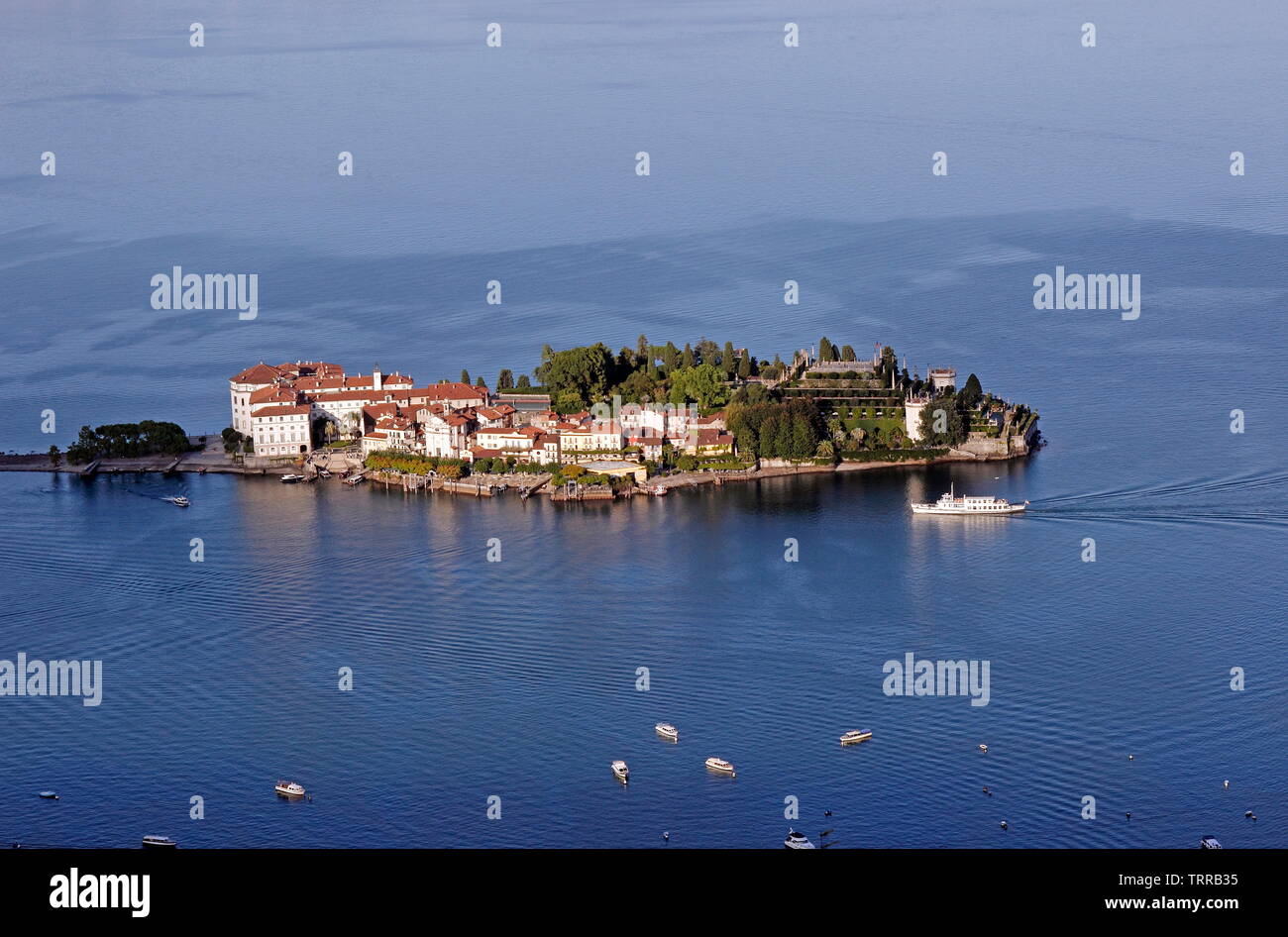 Italy Piedmont lakes area view of Lago Maggiore Borromean Islands from Stressa Stresa Stock Photo