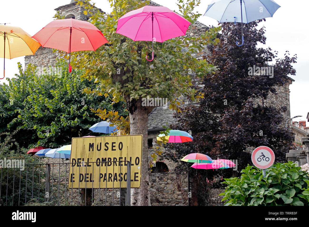 Italy Piedmont lakes area Stressa Gignese Umbrella Museum Museo della Ombrello & Parasole umbrella display Stresa Stock Photo
