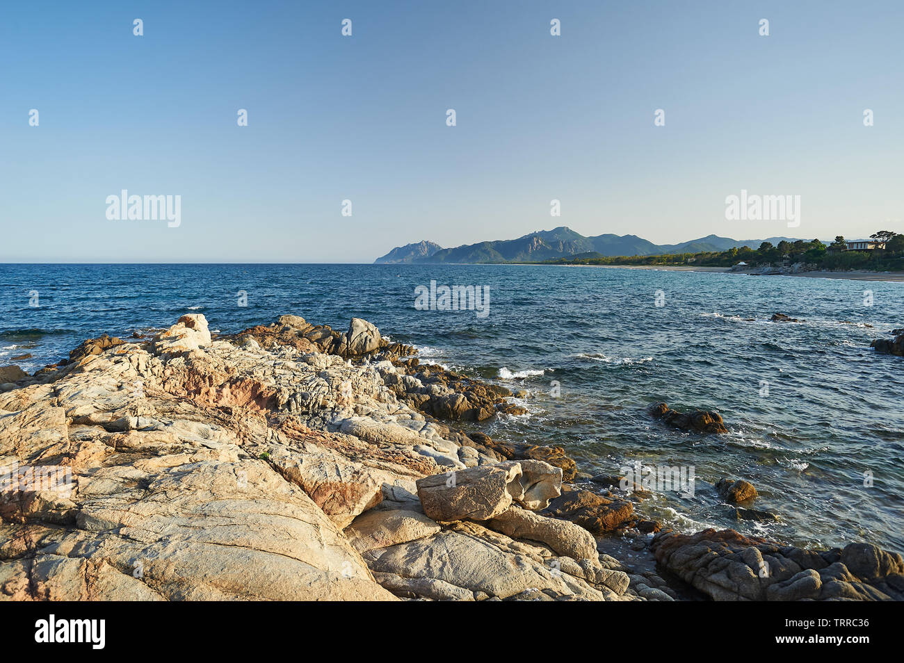 Rocky coast at Torre di Bari on Sardinia island Stock Photo