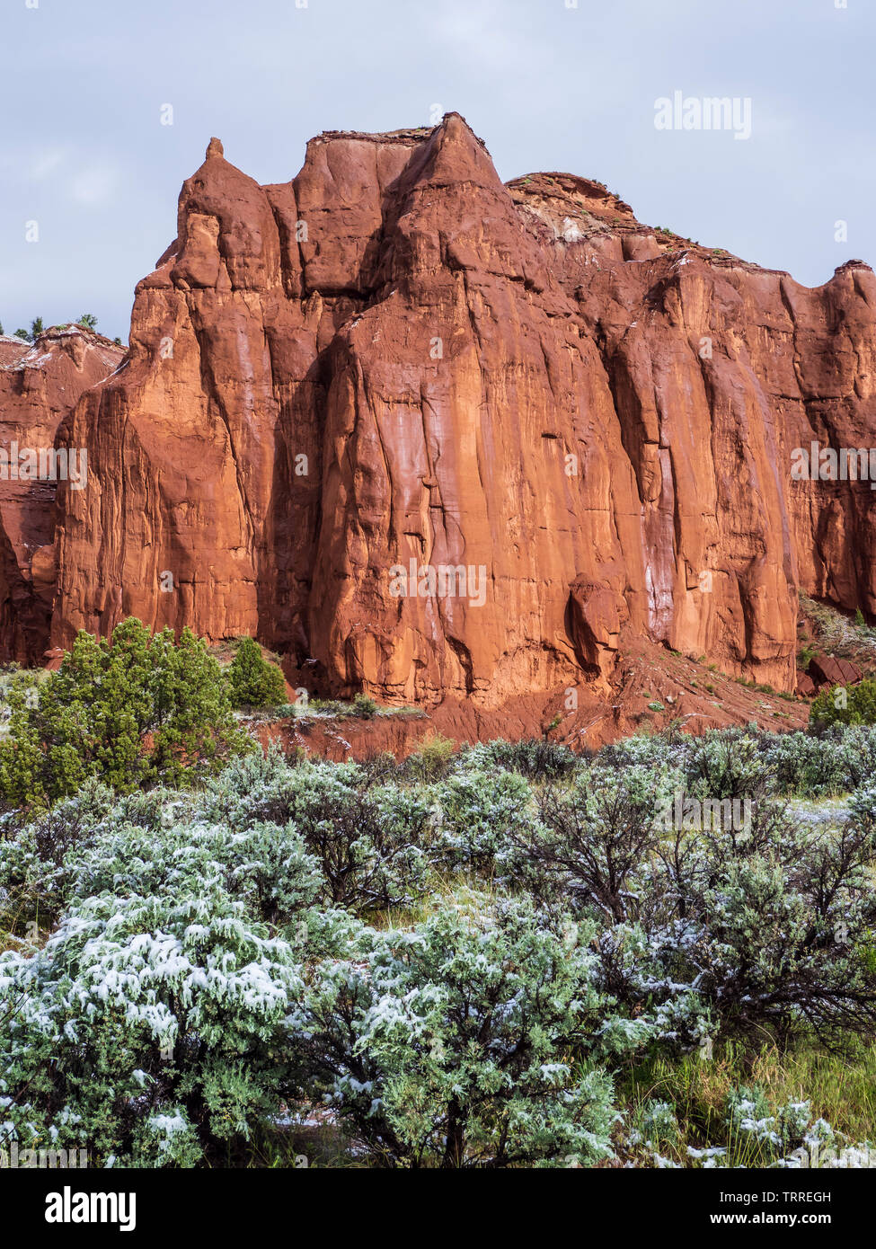 Snowy day in the park, Kodachrome Basin State Park, Cannonville, Utah. Stock Photo