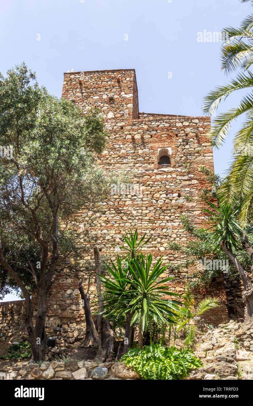 Exterior wall of the Alcazaba, Malaga, Spain. Stock Photo