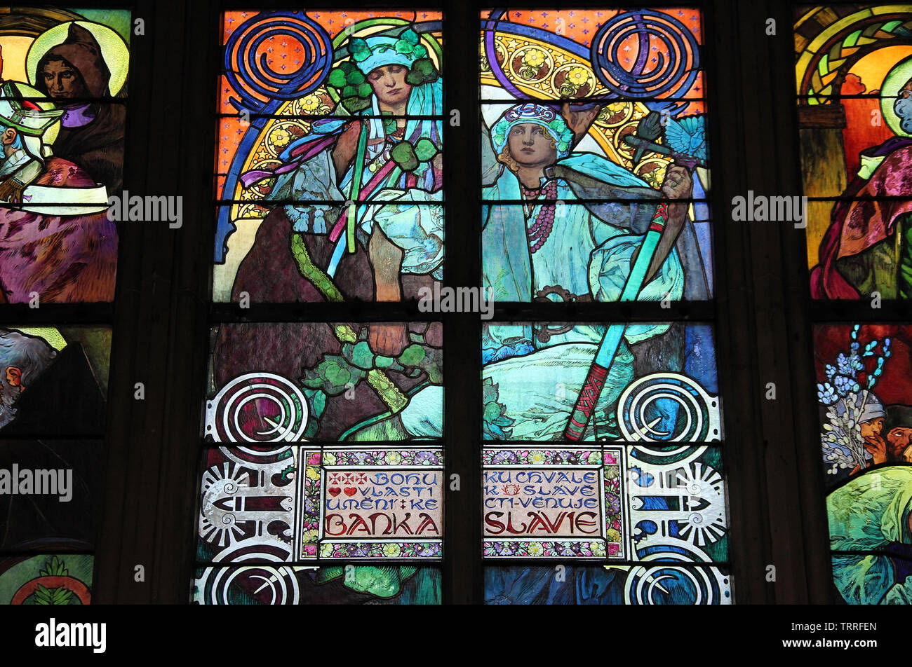 Stained glass window by Alphonse Mucha in the New Archbishop Chapel at