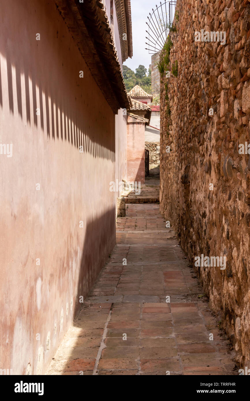 Passageway inside the Alcazaba, Malaga, Spain. Stock Photo