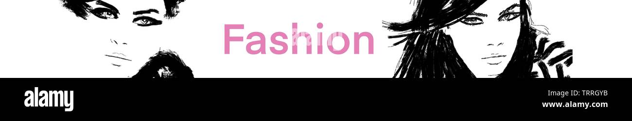 Fashion banner. Black and white Stock Photo - Alamy
