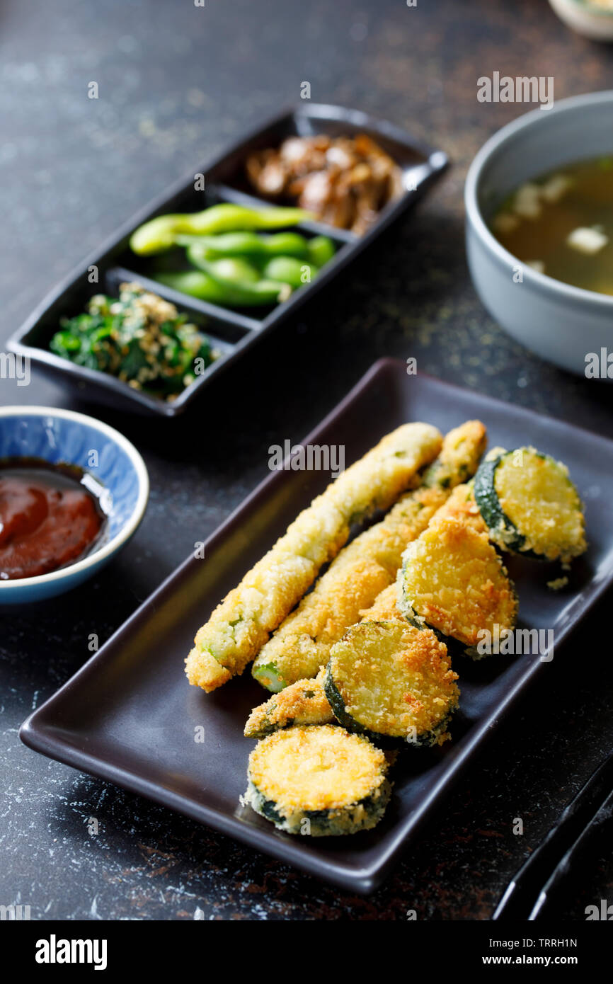 Japanese lunch with deep fried vegetables Stock Photo Alamy
