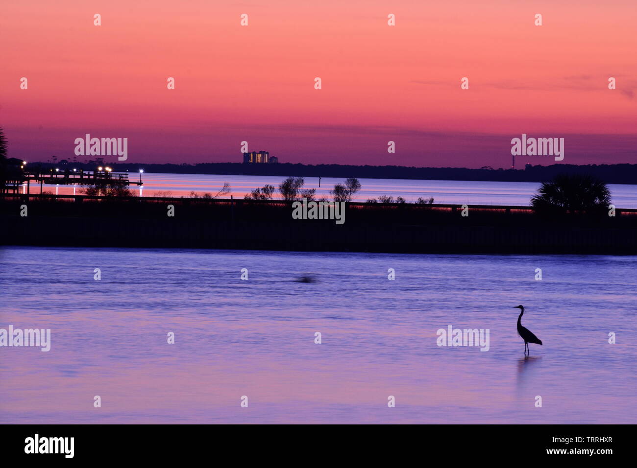 Sunset over Little Lagoon, Gulf Shores, AL Stock Photo