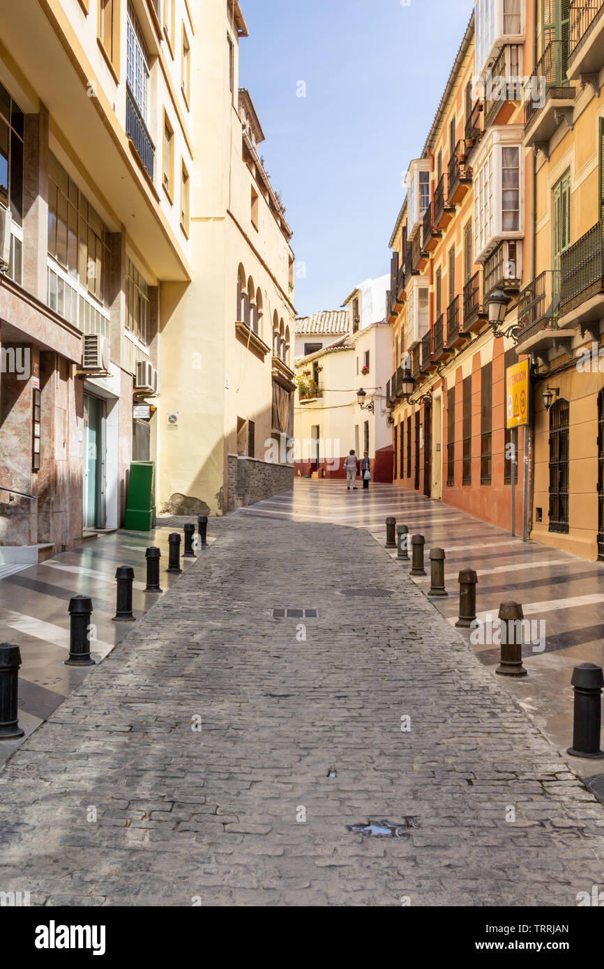 typical old town street in Malaga, Spain Stock Photo Alamy