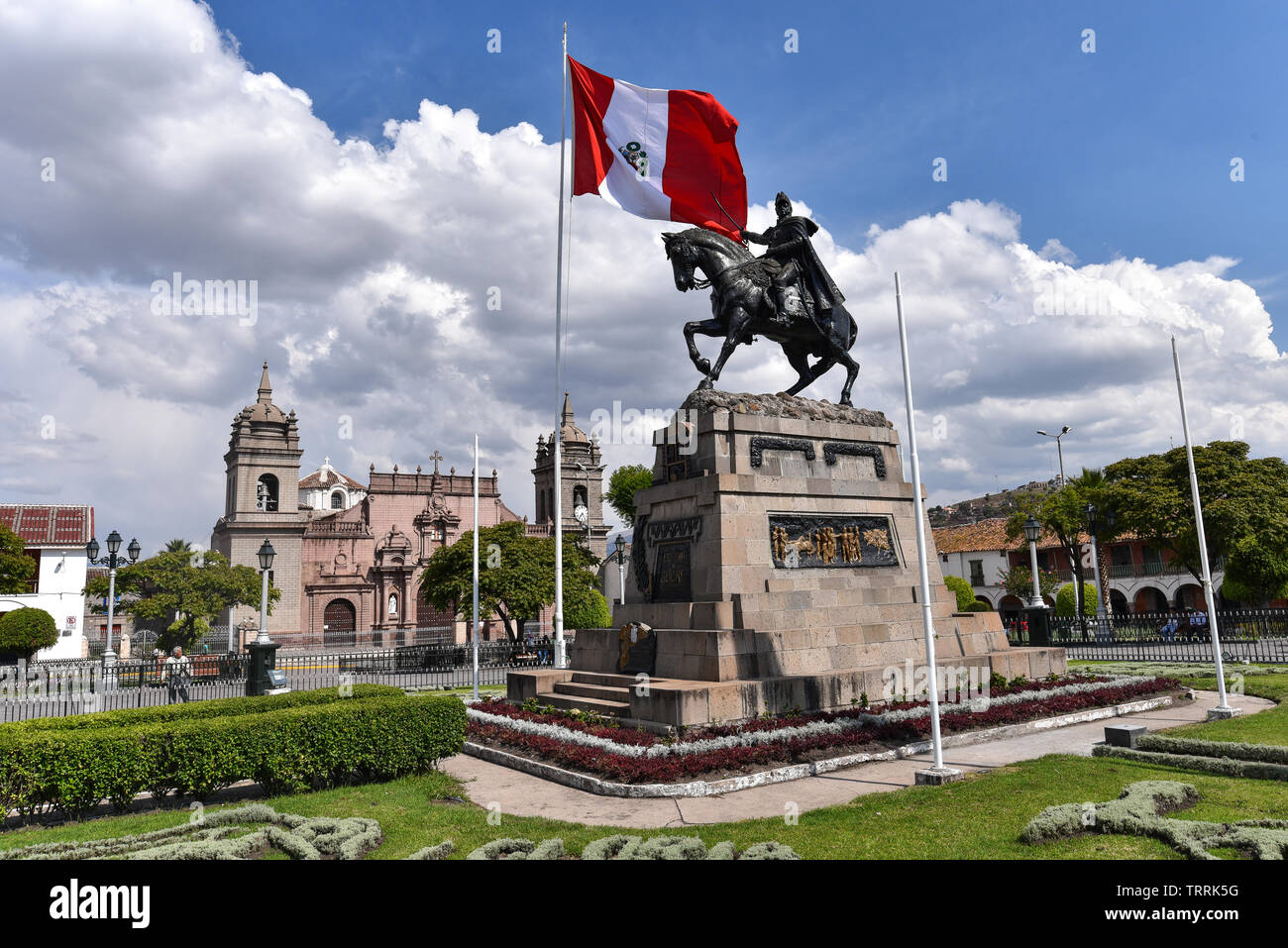 View of the cathedral and the Plaza de Armas in Ayacucho, Peru Stock Photo