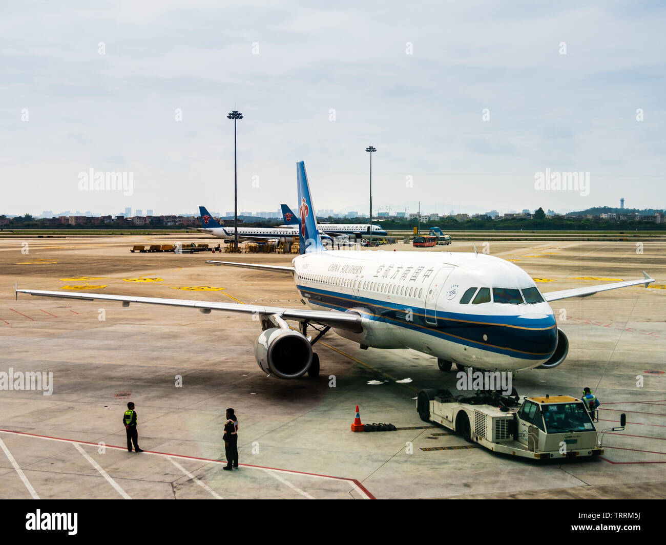 BAIYUN, GUANGZHOU, CHINA - 10 MAR 2019 - A China Southern Airlines airplane / plane on the tarmac at Baiyun Airport. China Southern is one of the top Stock Photo