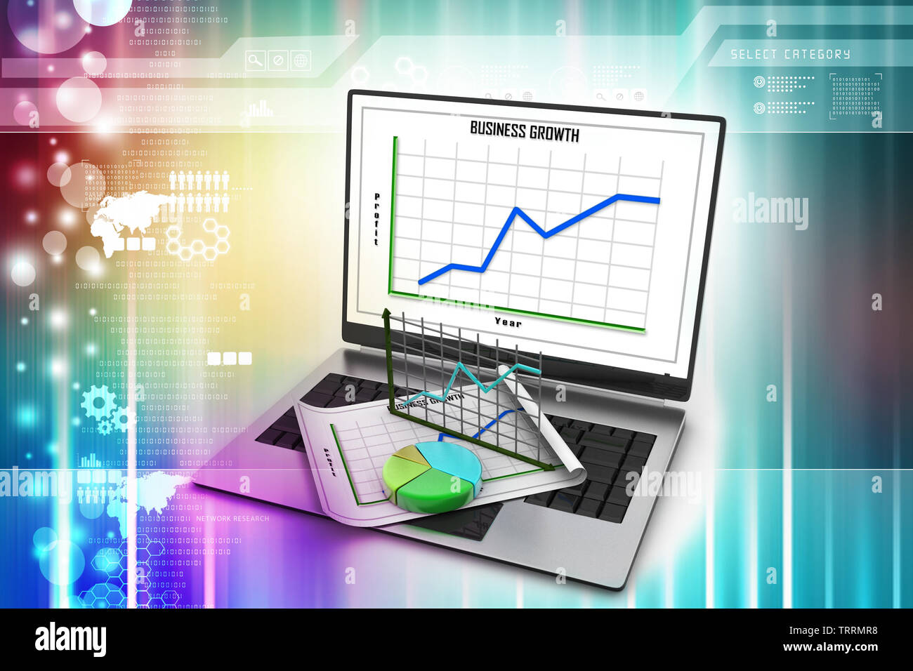 Laptop showing a financial report Stock Photo - Alamy