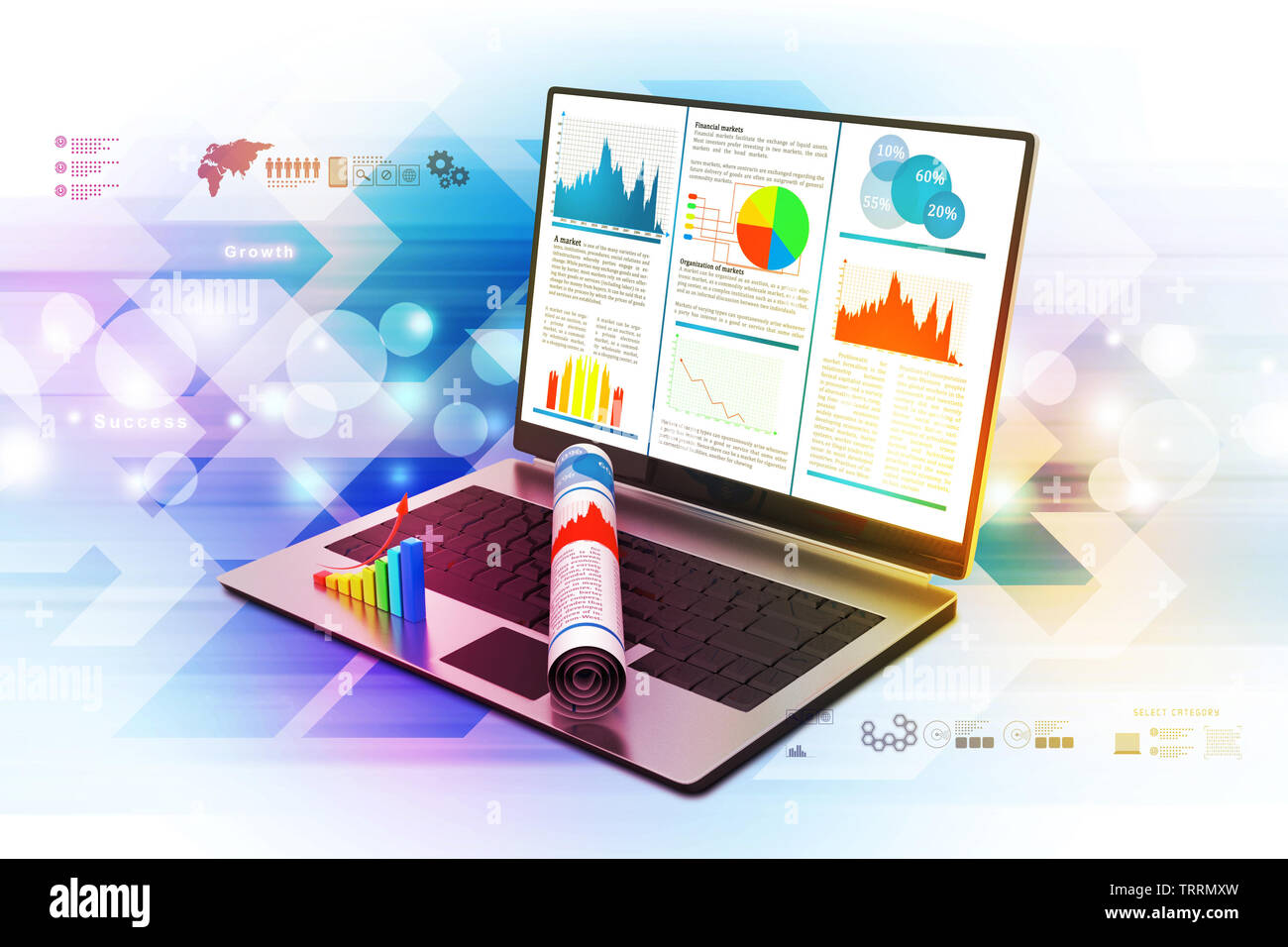 Laptop showing a financial report Stock Photo - Alamy