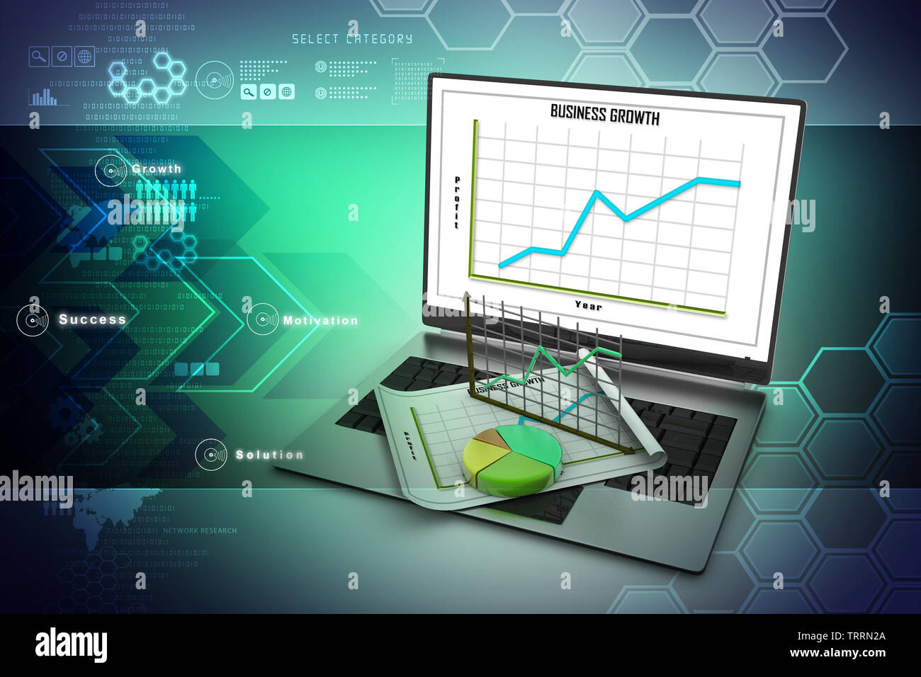 Laptop showing a financial report Stock Photo - Alamy