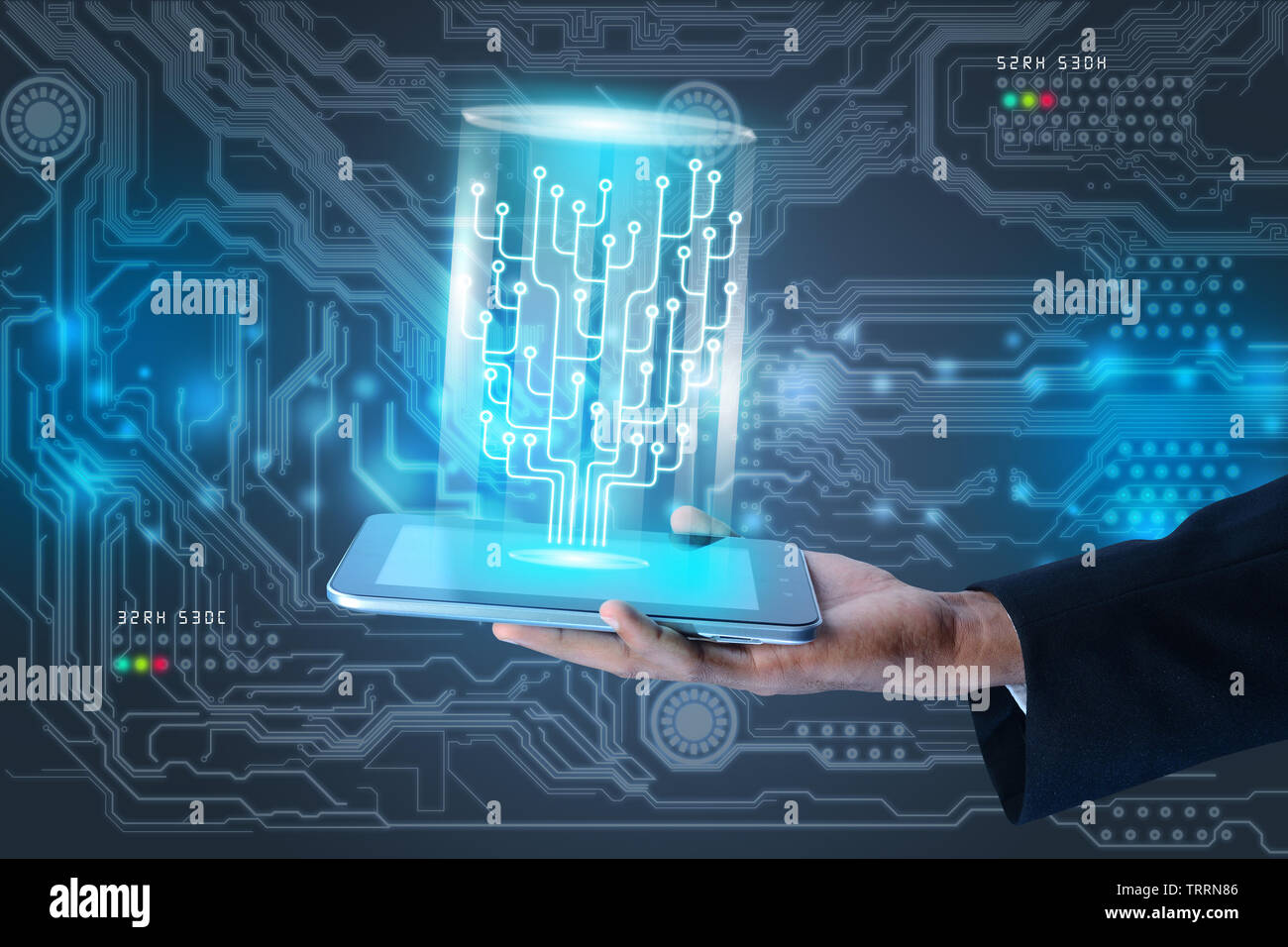 Smart hand showing futuristic technology Stock Photo Alamy