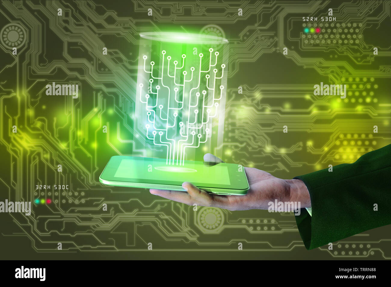 Smart hand showing futuristic technology Stock Photo Alamy
