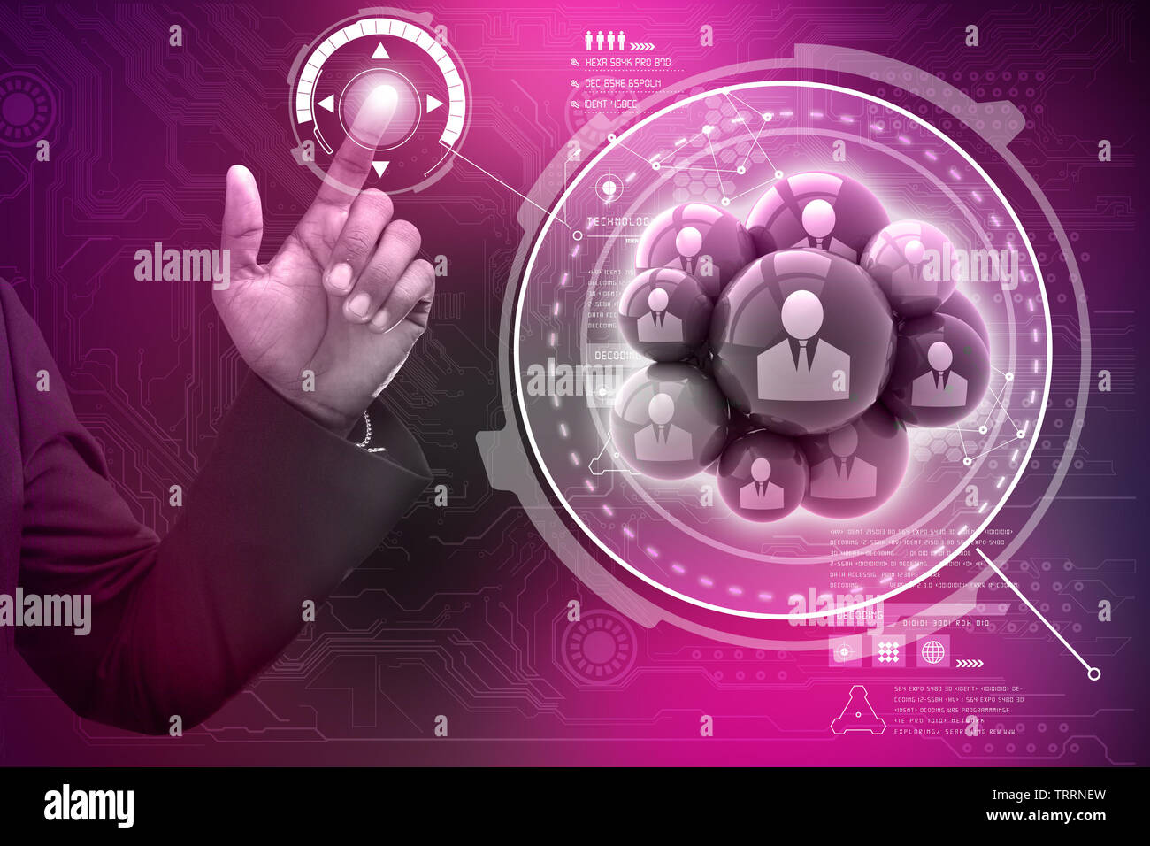 Smart hand showing social networking bubbles Stock Photo Alamy