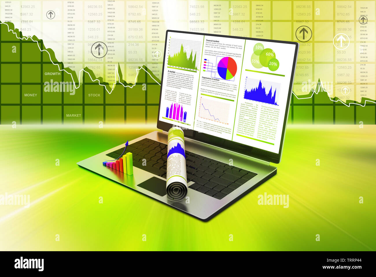Laptop showing a financial report Stock Photo - Alamy