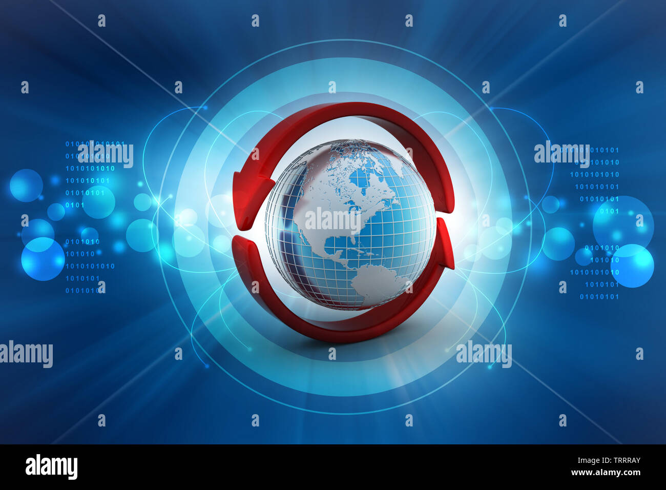 Earth with arrow circle around Stock Photo - Alamy