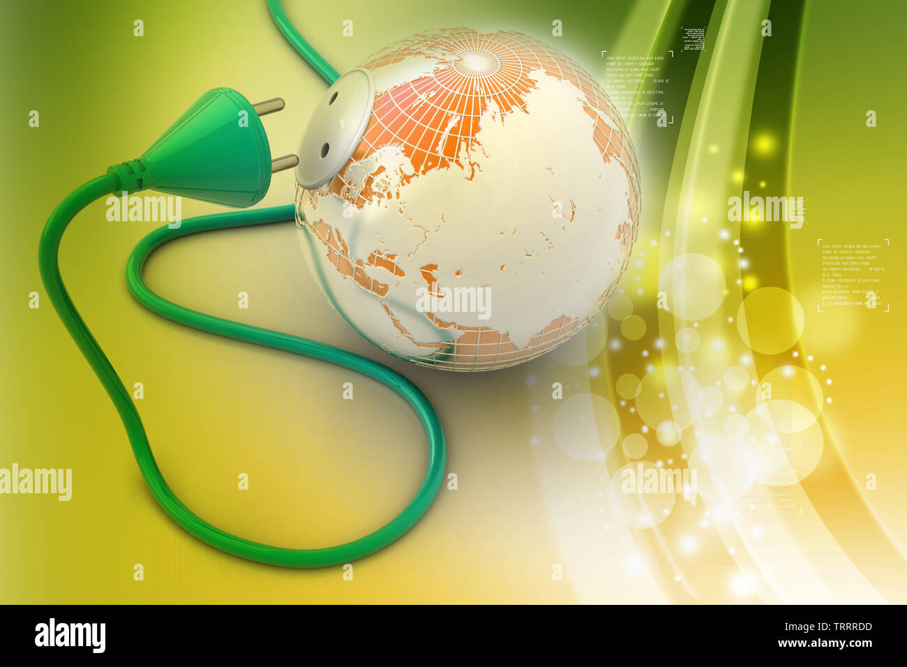 Trrrdd earth globe with power cable Stock Photo - Alamy