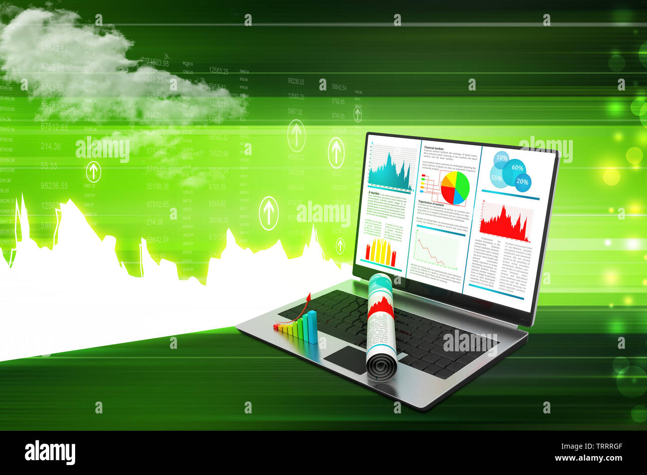 Laptop showing a financial report Stock Photo - Alamy