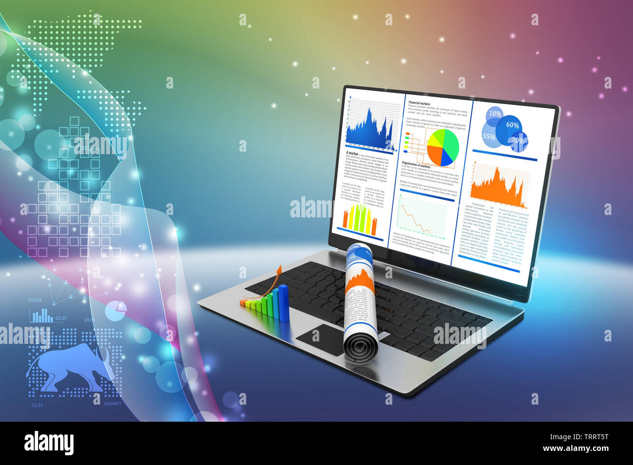 Laptop showing a financial report Stock Photo - Alamy