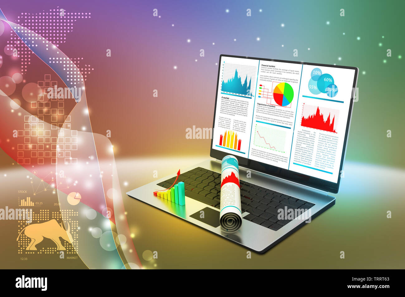 Laptop showing a financial report Stock Photo - Alamy
