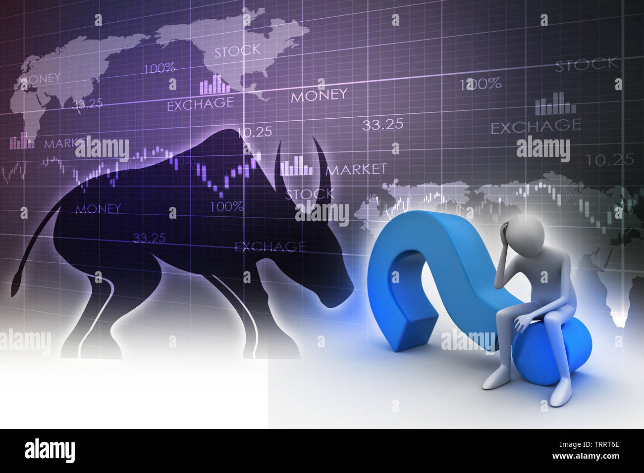 3d man sitting on the question mark Stock Photo - Alamy