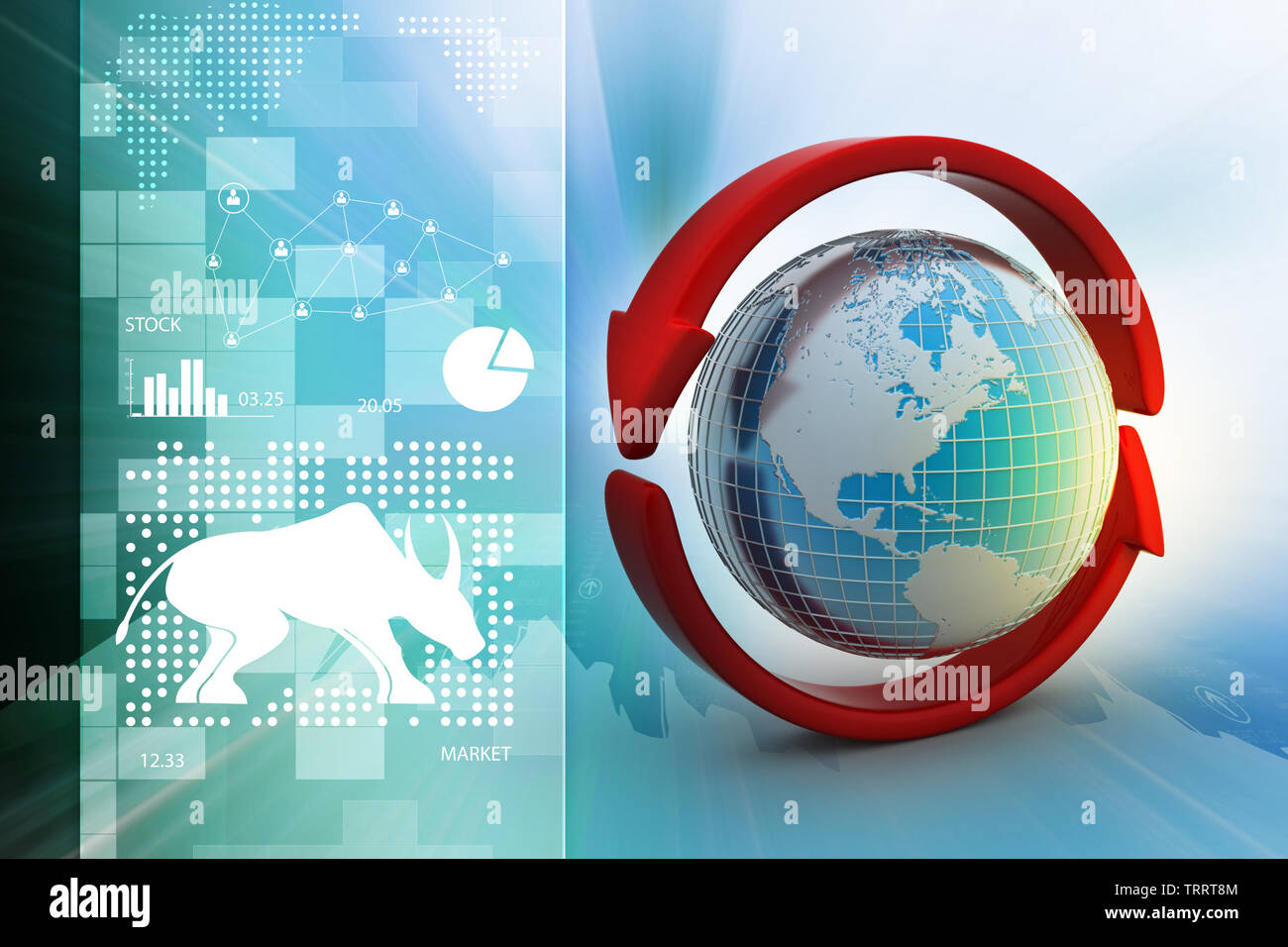 Earth with arrow circle around Stock Photo - Alamy