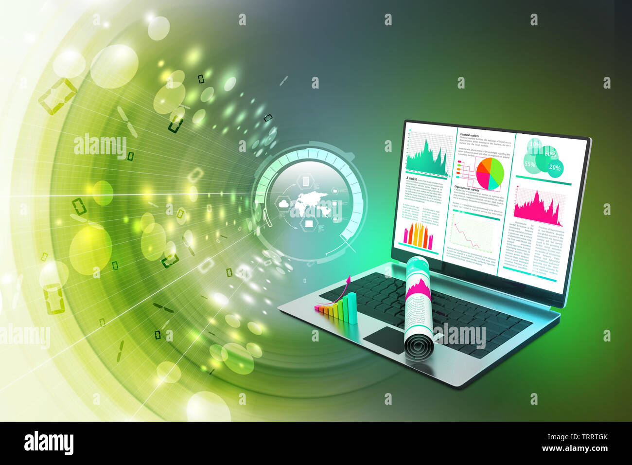 Laptop showing a financial report Stock Photo - Alamy