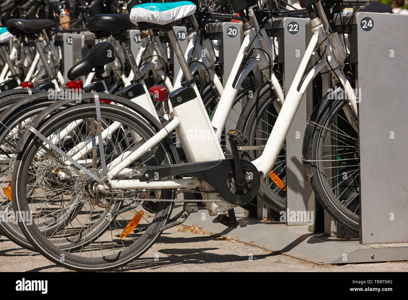 Sustainable Urban Mobility Bikes On The City Electric Transport Traffic Stock Photo Alamy