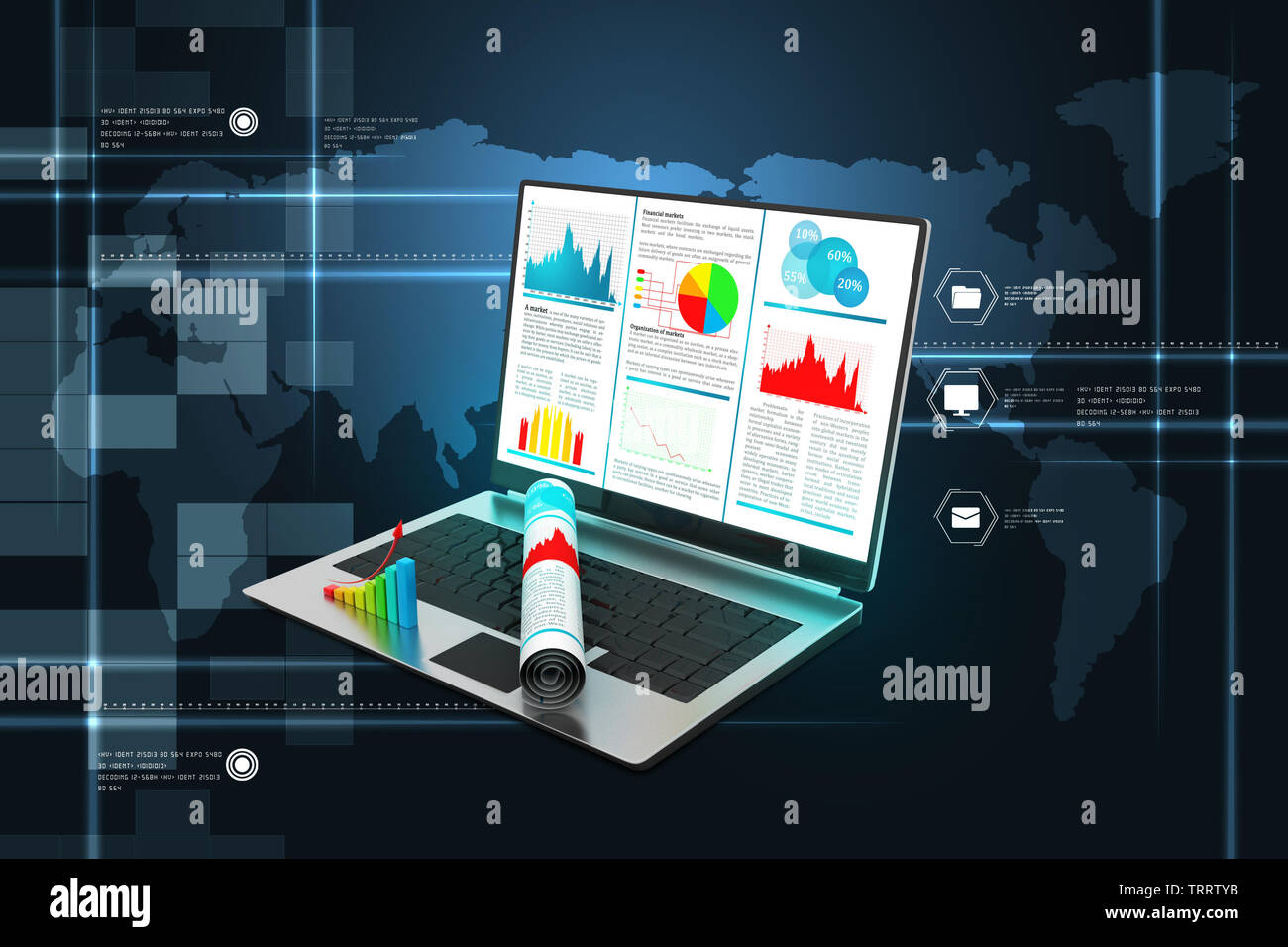 Laptop showing a financial report Stock Photo - Alamy