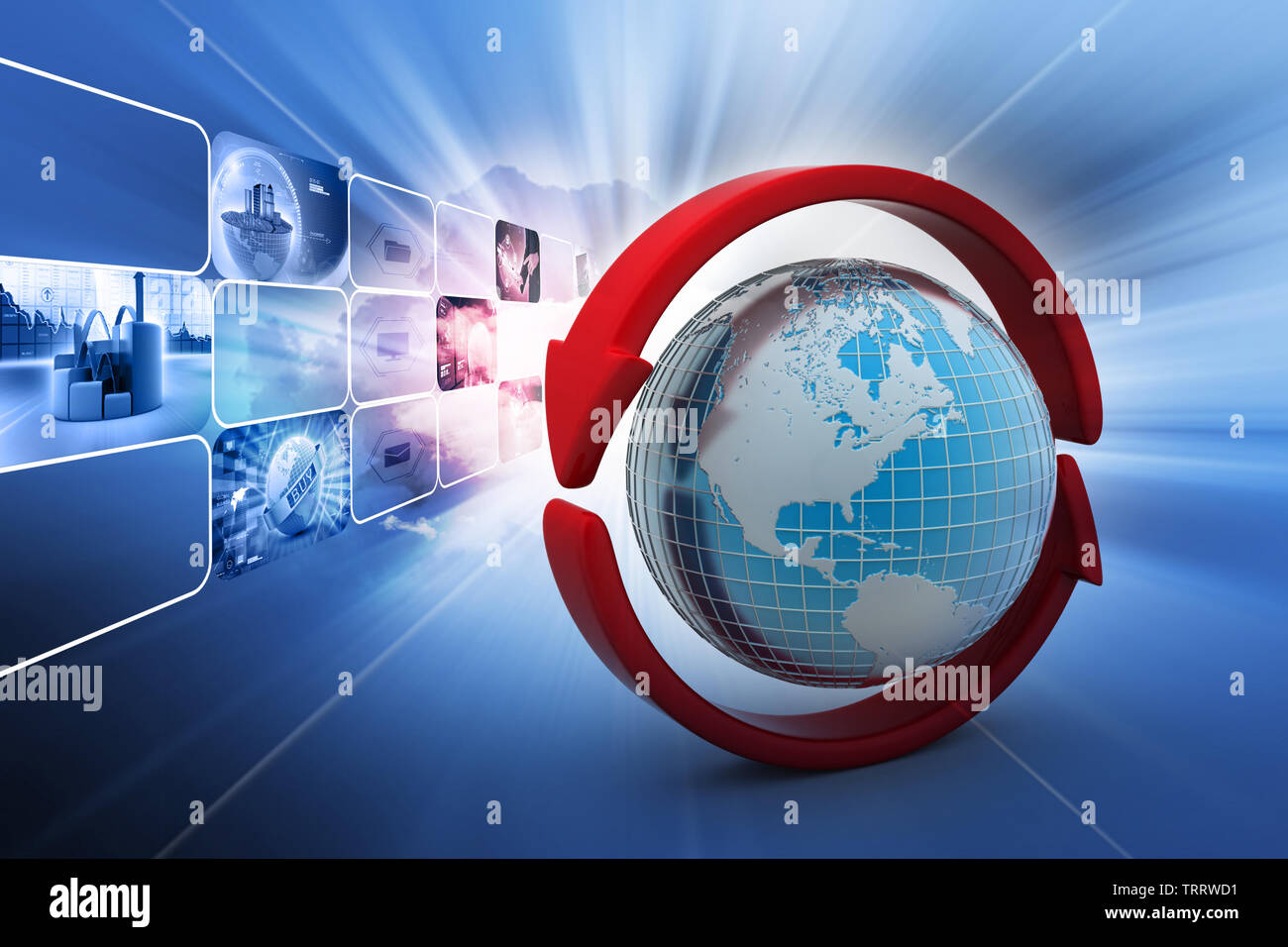Earth with arrow circle around Stock Photo - Alamy