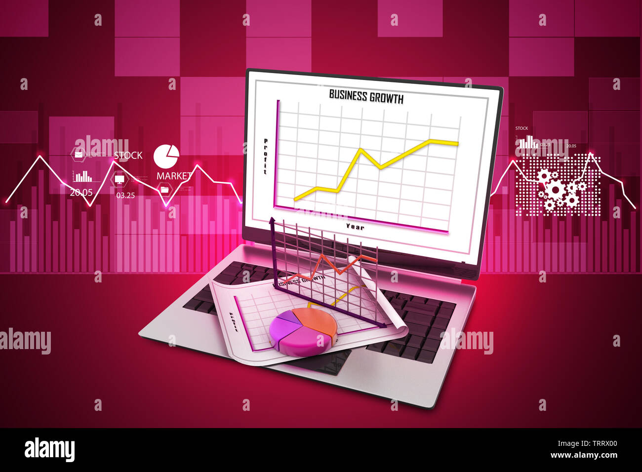 Laptop showing a financial report Stock Photo - Alamy