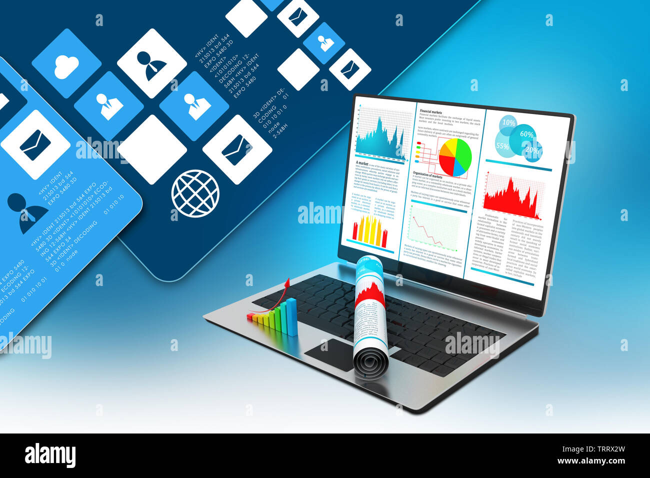 Laptop showing a financial report Stock Photo - Alamy