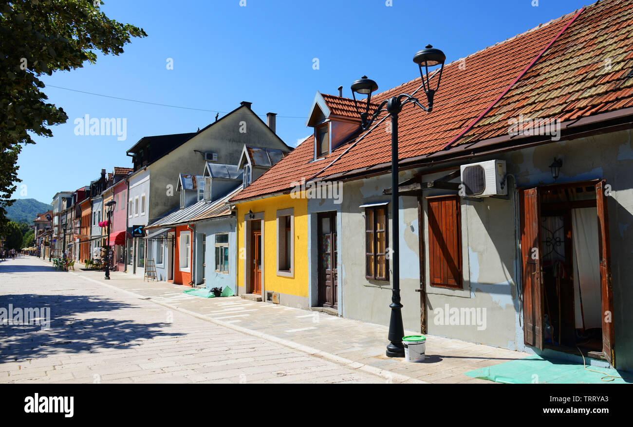 Colorful old buildings on Njegoševa road - the main commercial street ...