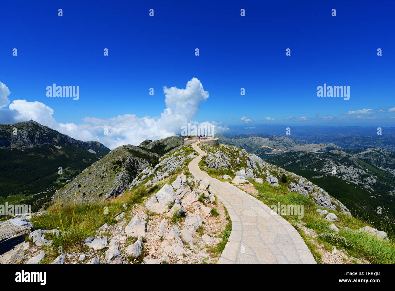 The view point on top of the Jezerski vrh peak in Lovćen National Park in Montenegro. Stock Photo