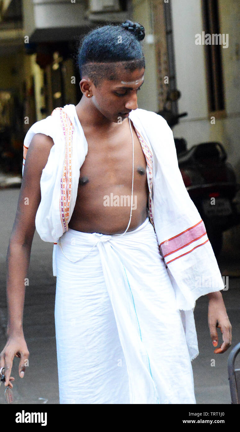 Dikshitar Brahmins at the Thillai Natarajah temple in Chidambaram, India. Stock Photo