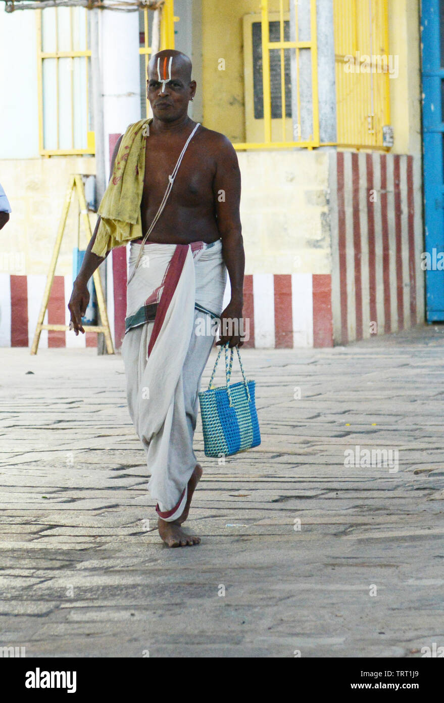 Dikshitar Brahmins at the Thillai Natarajah temple in Chidambaram, India. Stock Photo