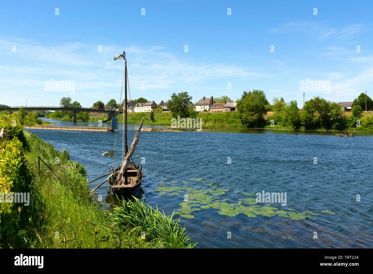 Indre-et-Loire (37) Savonnieres, // France. Indre et Loire. Traditional boat on the banks of the Cher. Stock Photo