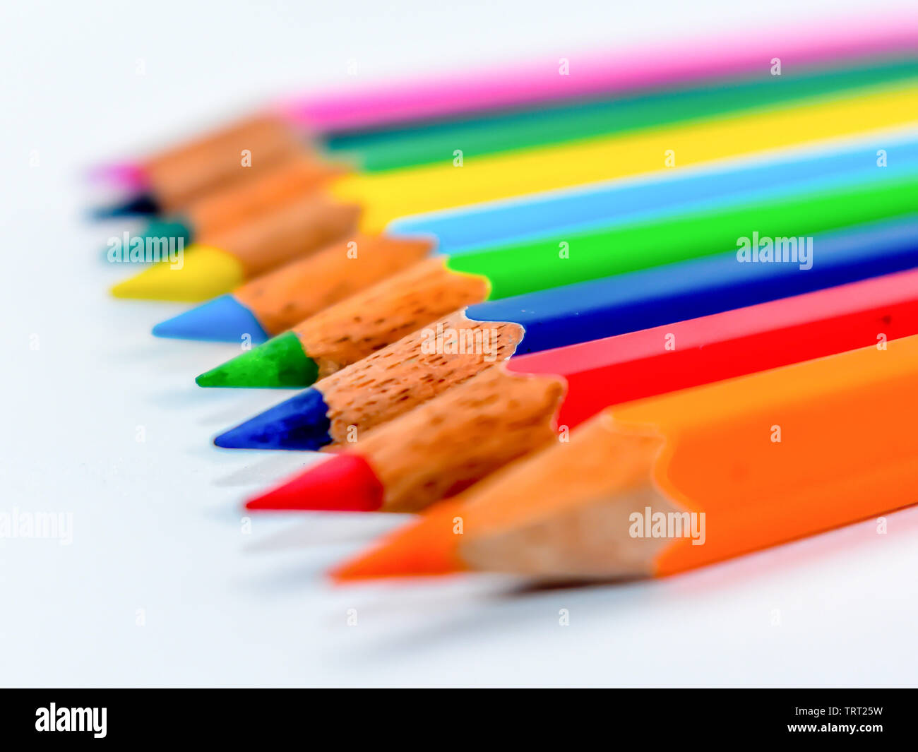 Standing Out From The Crowd Concept Bunch Of Assorted Multi Colored Boll  Point Pens In Rainbow