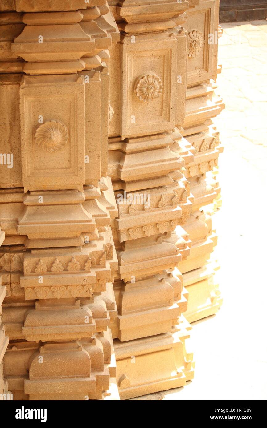 Facade Ornamentation on Changavateshwar Temple, Saswad Stock Photo
