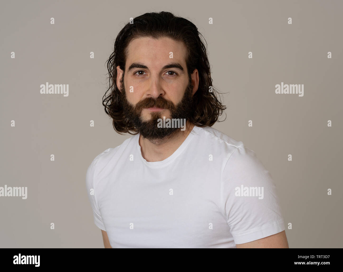Scary man long hair hi-res stock photography and images - Alamy