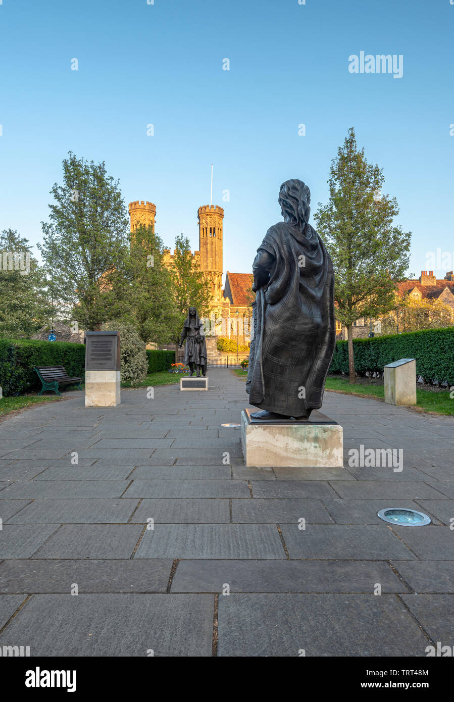 Statues in Lady Wooton's Green, a public garden in Canterbury. Stock Photo