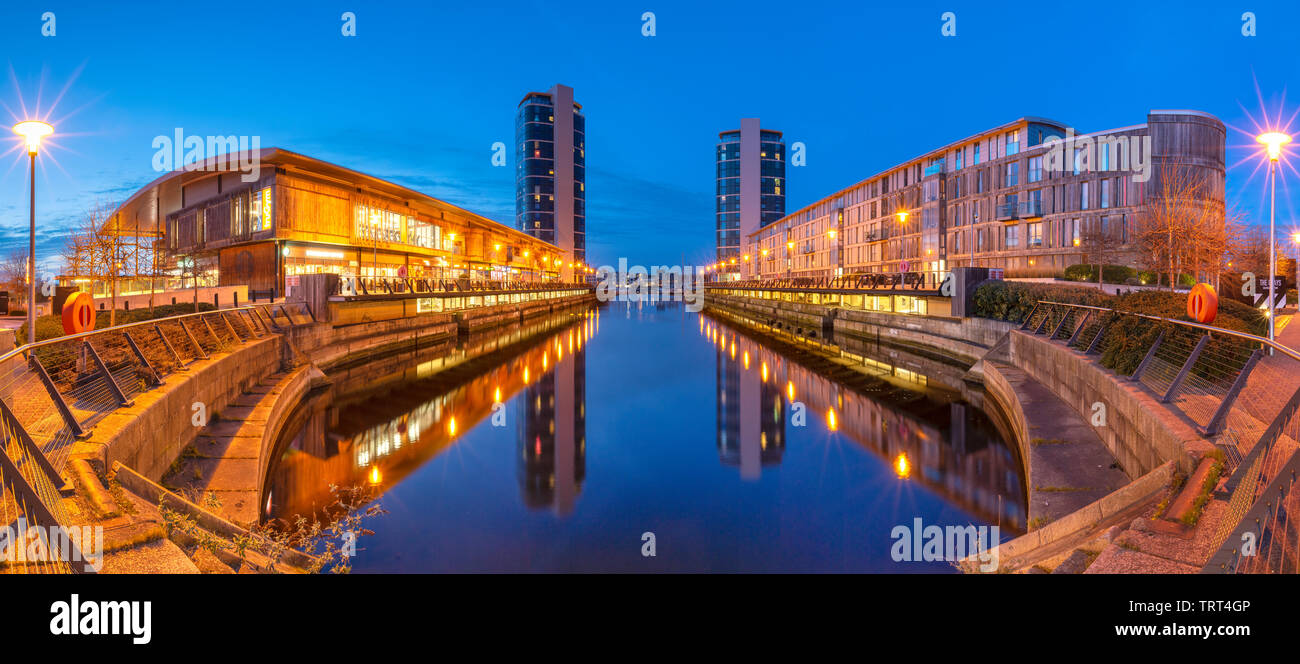A panoramic of the Chatham Quays development on St. Mary's Island in Medway, Kent. Stock Photo
