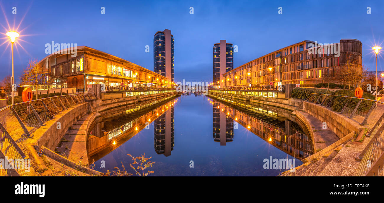 A panoramic of the Chatham Quays development on St. Mary's Island in Medway, Kent. Stock Photo