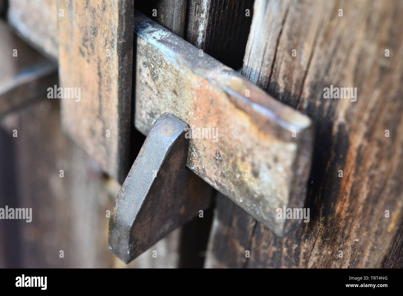 Wooden lock mechanism gate hi-res stock photography and images - Alamy