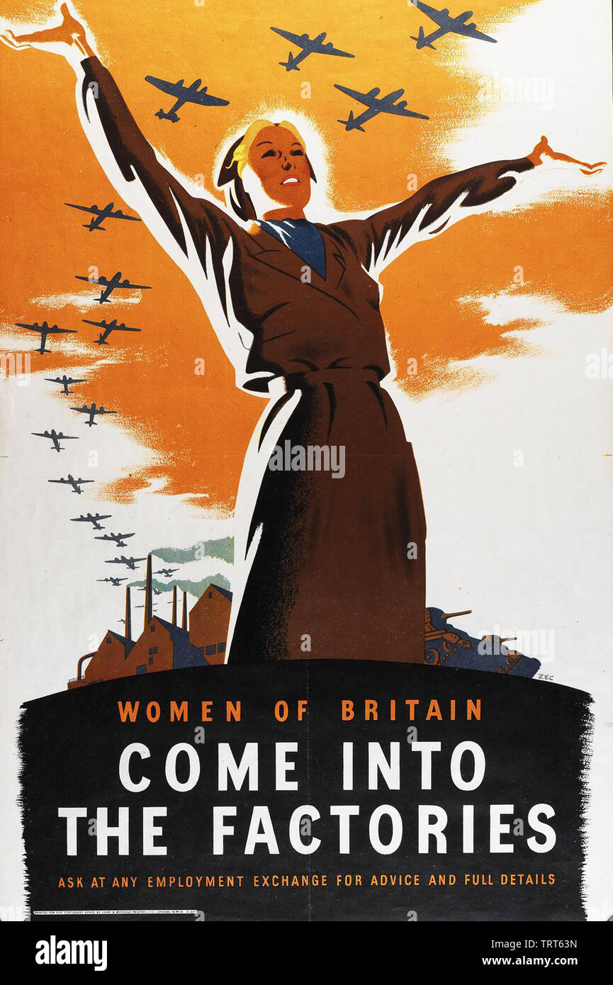 COME INTO THE FACTORIES 1941 British poster for the war effort Stock Photo
